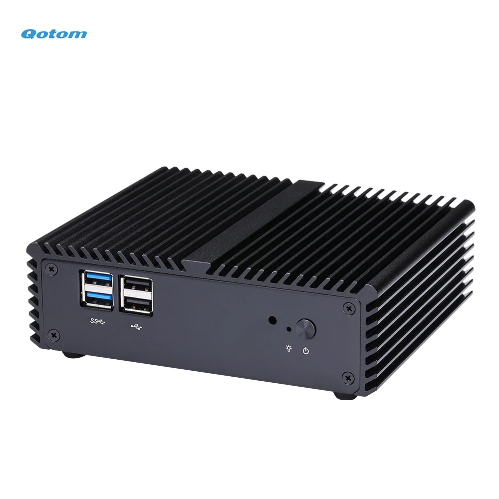 Fanless Dual LAN 3 HD Display Ports Quad Core 1.6 GHz Pentium J3710 Processor Onboard Qotom Mini PC