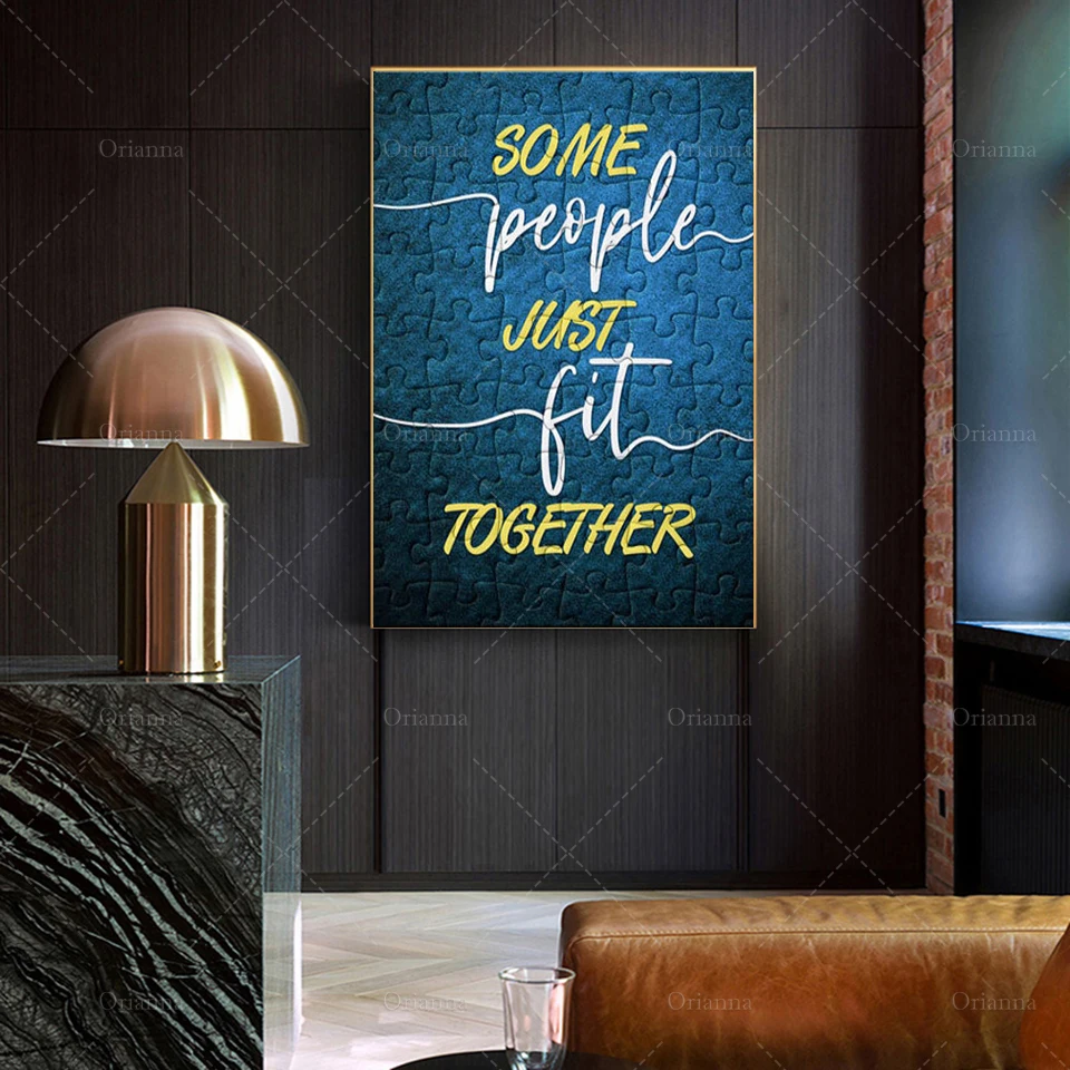 Some People Just Fit Together Canvas Wall Art, Puzzle Piece Art Modern Home Decor Posters Home Minimalism Bedroom Prints Gift