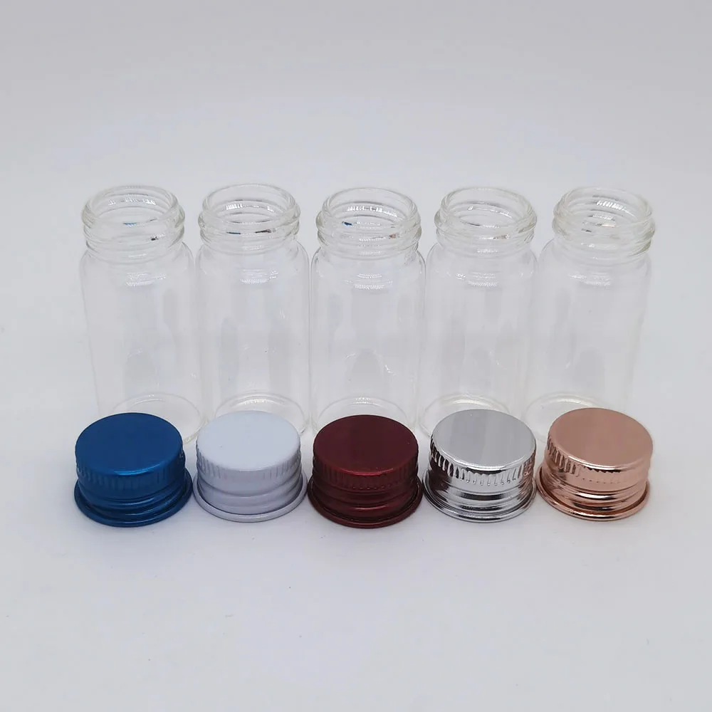 100 個 10 ミリリットルミニ透明ガラスボトルアルミスクリューキャップ付きクリームローション化粧品容器旅行サンプルバイアル