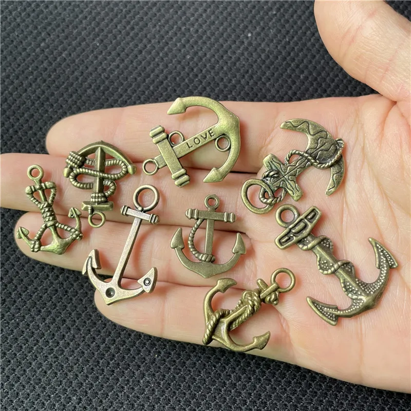 JunKang 10PCS anchor boat amulet pendants DIY handmade earrings bracelet necklace jewelry accessories wholesale connector