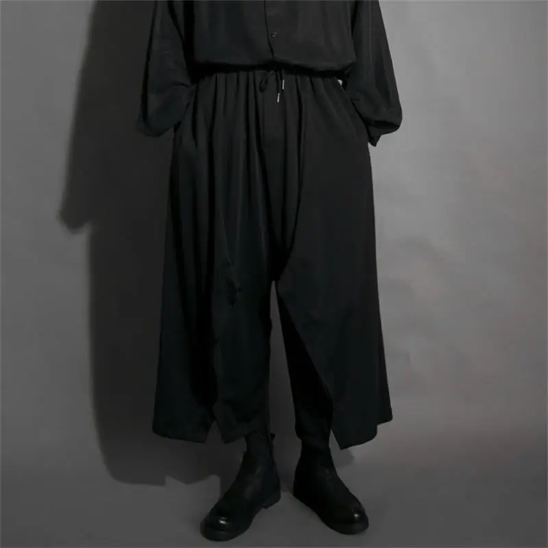 

Personality dark trend brand autumn hairdresser clothing large size loose wide-leg casual nine-point pants men