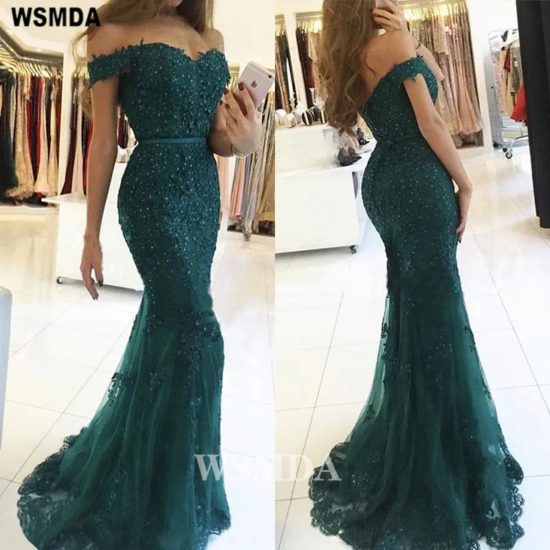 숄더 Tulle Mermaid Prom Dress 레이스 페르시 파티 드레스 robe de soiree