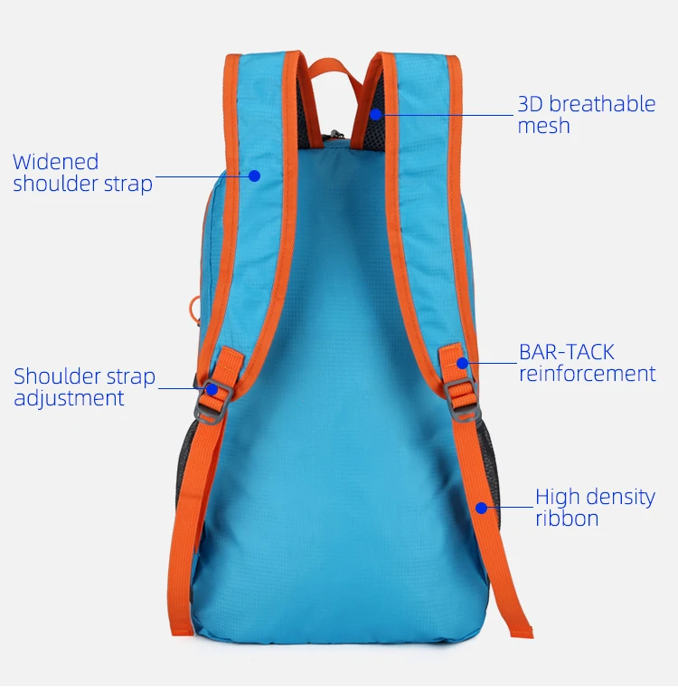 22L tragbarer faltbarer Rucksack, zusammenklappbare Bergsteigertasche, ultraleicht, Outdoor, Klettern, Radfahren, Reisen, Rucksack, Wandern, Tagesrucksack – Detail 6