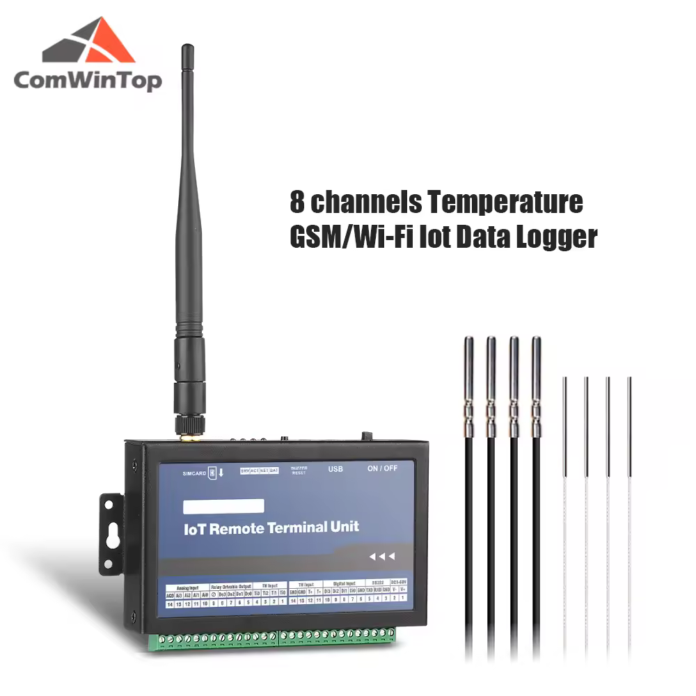 CWT5016 8-ערוצים GSM/Wi-Fi Iot טמפרטורה מעורר נתונים לוגר עם ענן אפליקציה ניטור