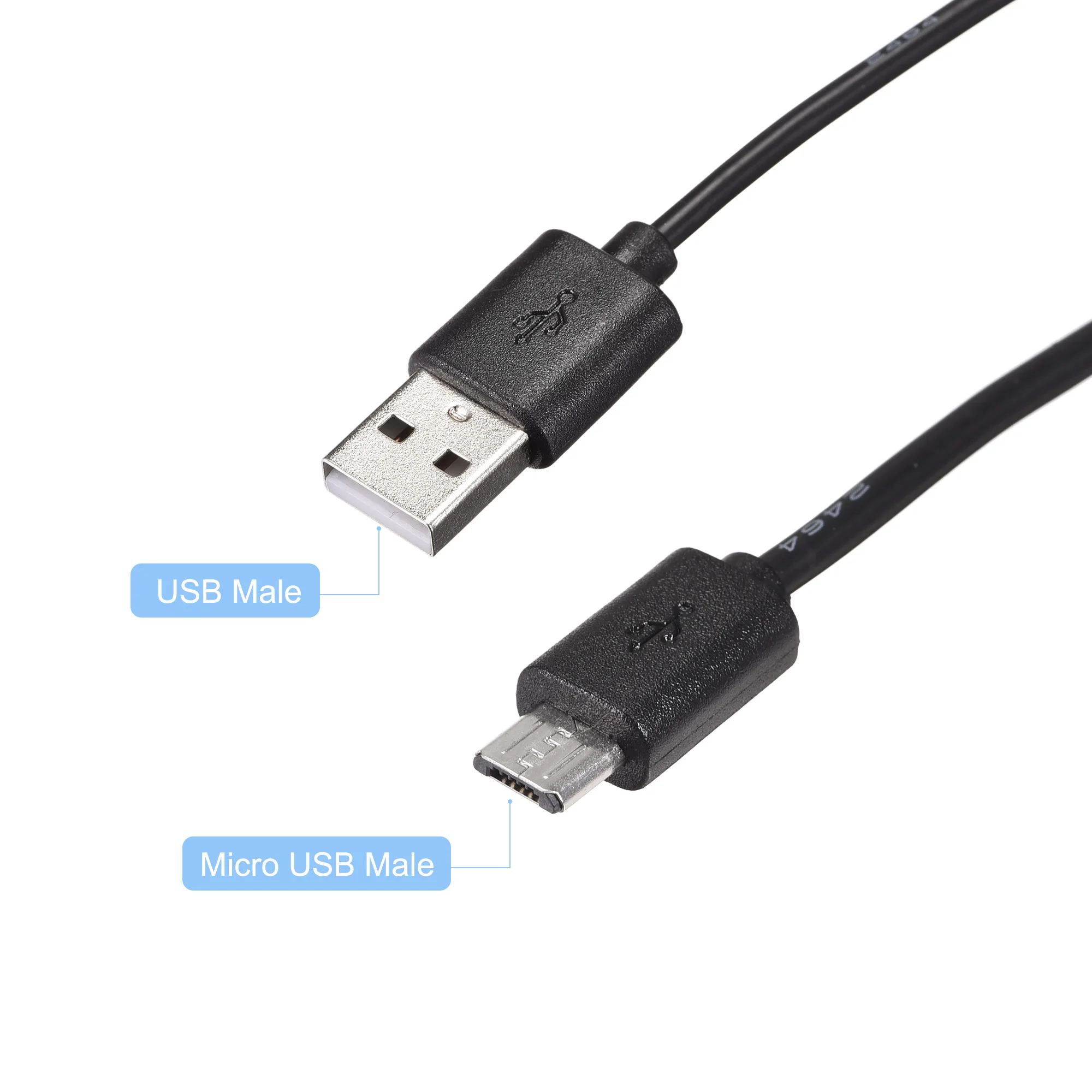 Uxcell-Cable USB con interruptor de encendido/apagado, Cable de extensión macho a Micro USB macho, 2M, negro, para lámpara LED de escritorio