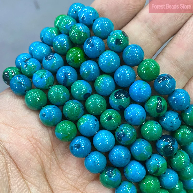 Natural Stone Chrysocolla Round Beads 15