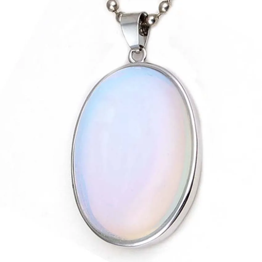 Crystal Quartz Oval Stone Pendant Natural Rose Quartz Tiger Eye Labradorite Agate Stone Pendant Wedding Decoration Charm Jewelry