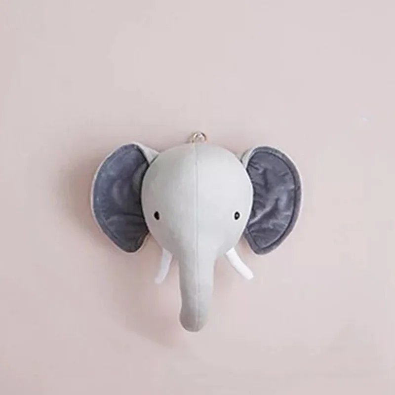 Nursery Animal Heads Wall Decoration For Kids Baby Room Macrame Wall Mount Hanging Stuffed Elephant Deer Head Toys Home Decor