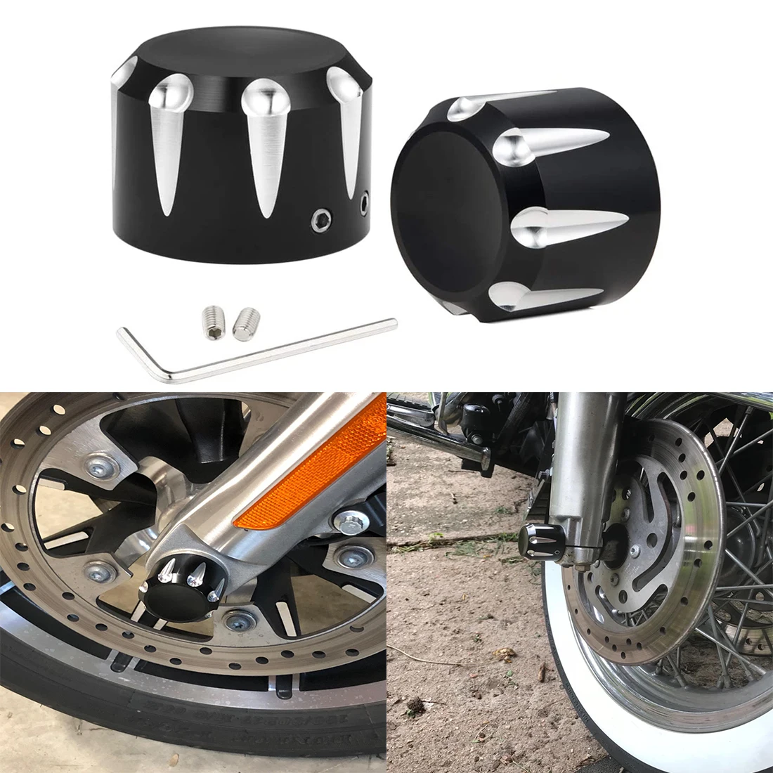 

2 pcs /pair Motorcycle Front Axle Nut Cover Axle Caps for Dyna Electra Glides Fat Boy Street Glides