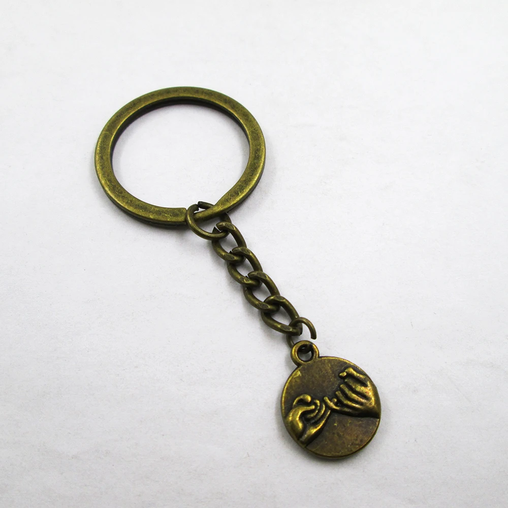 3pcs/lot 14*17mm Bronze Tone Pinky Promise charms keyring best frined,birthday  present ,pendant keychain