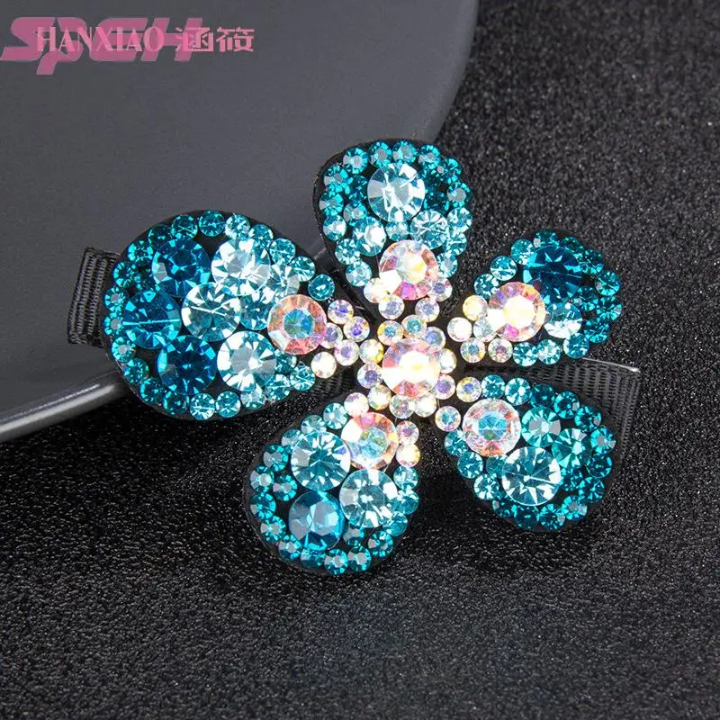 

Hairpin Korea rhinestone flowers clip a cute girl bangs clip diamond crystal duck mouth clip ear clip