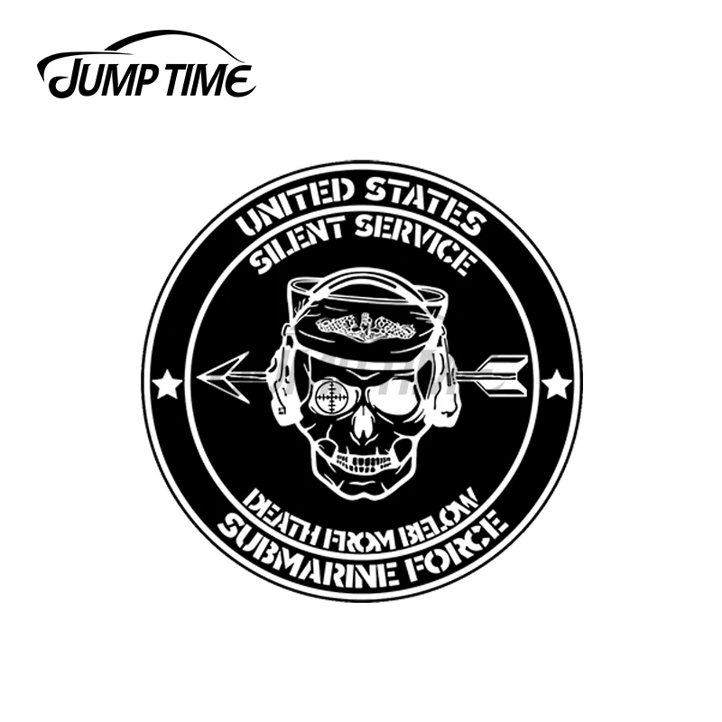 JumpTime 13 x 13cm For US US Submarine Force Death from Below Silent Service WhiteVinyl Car Sticker Decal Helmet Car Styling