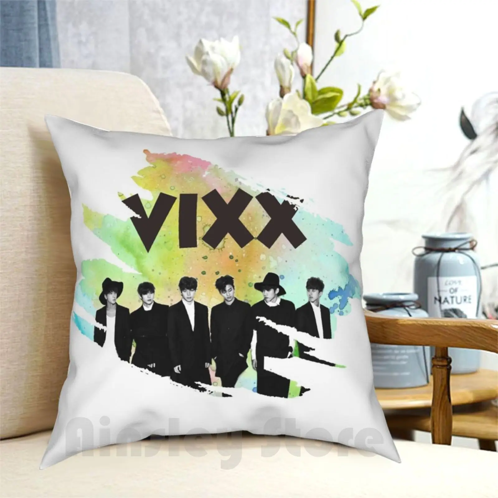 Vixx Pillow Case Printed Home Soft Throw Pillow Kpop Vixx Hongbin Leo Hyuk Ken Ravi Watercolor Cha Hakyeon Colorful Music