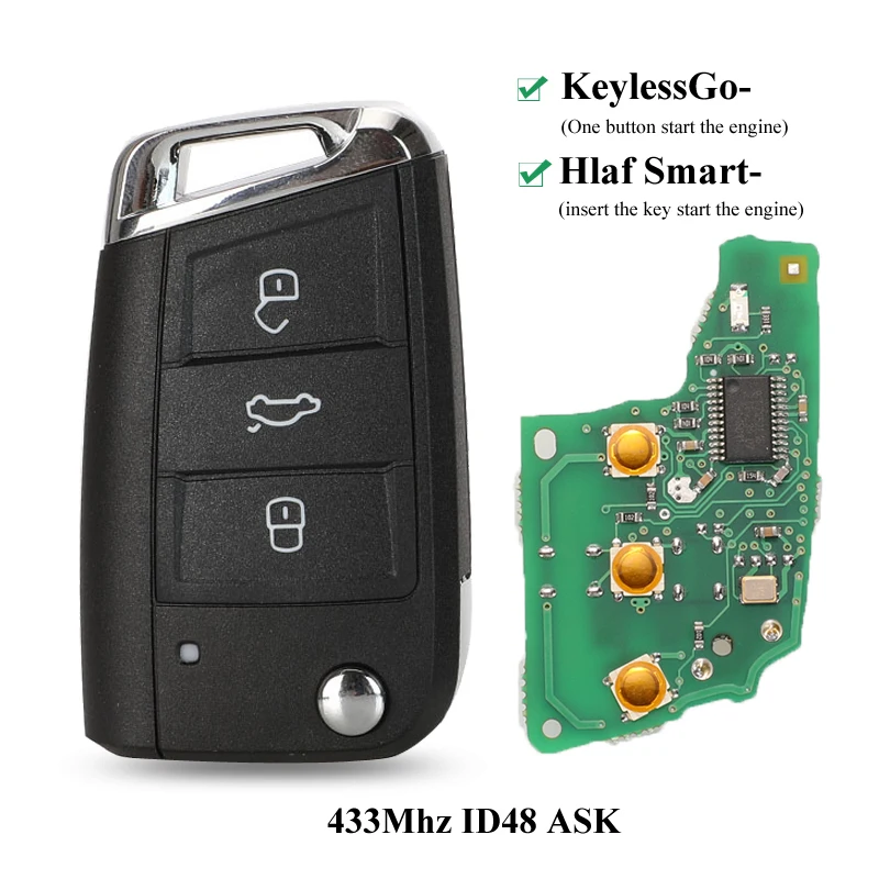 Auto-Funkschlüssel 434 MHz Megamos AES MQB für VW Seat Leon Ateca Golf7 MK7 Touran Polo Tiguan Skoda Octavia 5G 6959752 AB BB 6V 0959752 – Detail 2