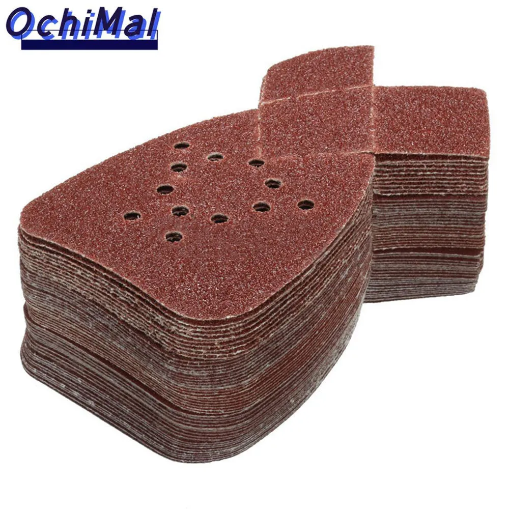 50pcs Sanding Sheets 12 Holes For Black & Decker Mouse Pads Aluminum Oxide Grit 60- 240 For Paint Removal Deburring Polishing