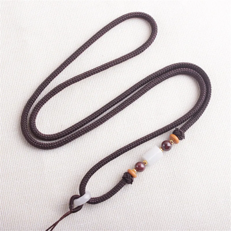 High-end ethnic style garnet with Bashan stone white tube beads necklace rope simple pendant rope