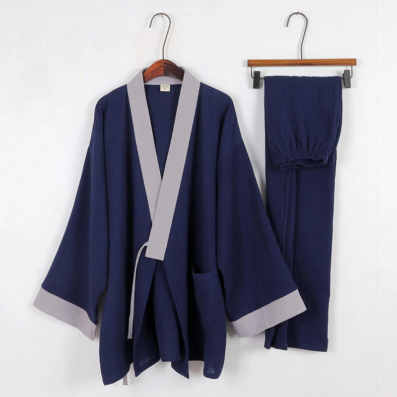 Kimono japonés para hombre, cárdigan de manga de tres cuartos, pantalones Zen, algodón, talla grande, holgado, Color sólido, ropa de casa para mujer