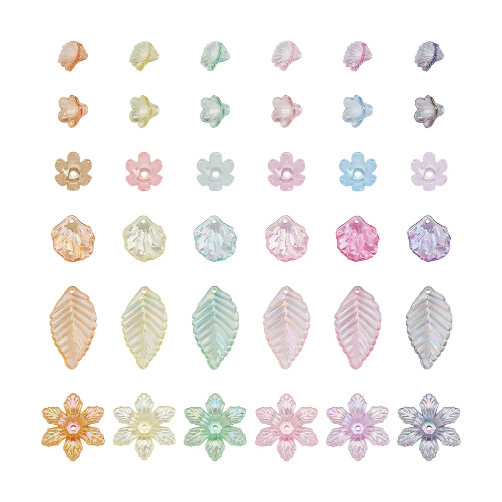 

300PcsTransparent Flower Leaf Acrylic Bead Caps End Spacer Beads Findings For DIY Earrings Necklaces Jewelry Making Supplies