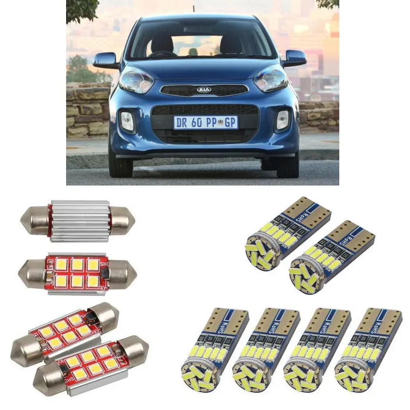 

Interior led Car lights For Kia picanto ta hatchback bulbs for cars License Plate Light 6pc