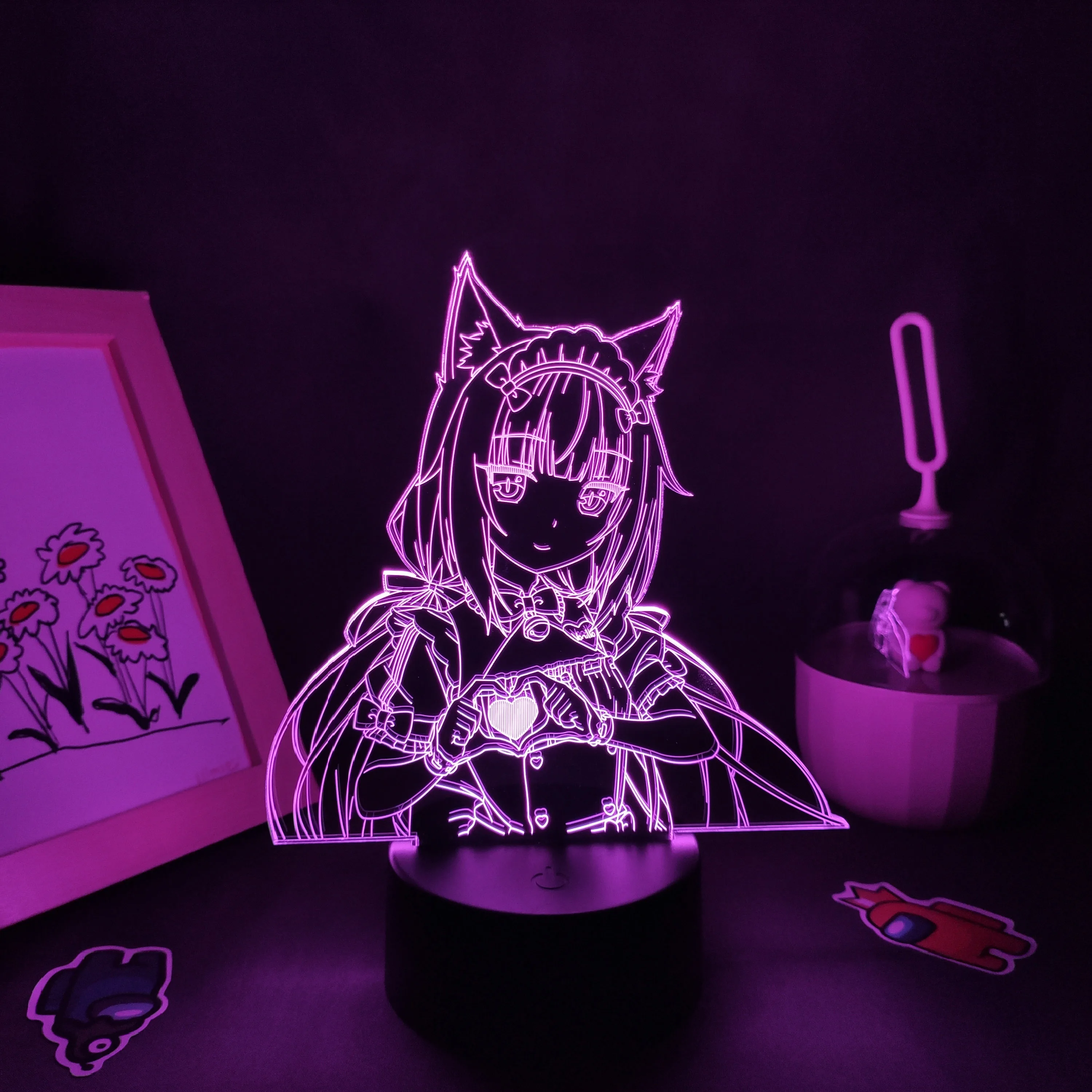 

Аниме Nekopara Рисунок 3D светодиодные неоновые ночные огни крутой подарок на день рождения для друга отаку спальня декор стола Kawaii манга лавовая лампа