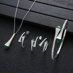 NEW Famous Brand 4pcs Waterdrop Jewelry Sets For Women Wedding Party Cubic Zircon High End Craft Dubai Bridal Jewelry Set