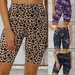 2021 New Style Leopard Print Women Biker Shorts High Waist Sports Summer Skinny Fitness Bodycon Cycling Bottoms