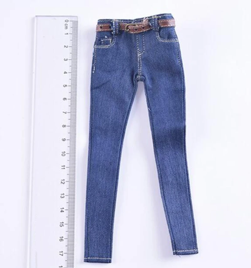 CF001 3 Colors 1/6 Scale Female Skinny Jwans Women Soldier Stretch Slim Denim Pants Clothes Accessory For 12" Action Figure Body