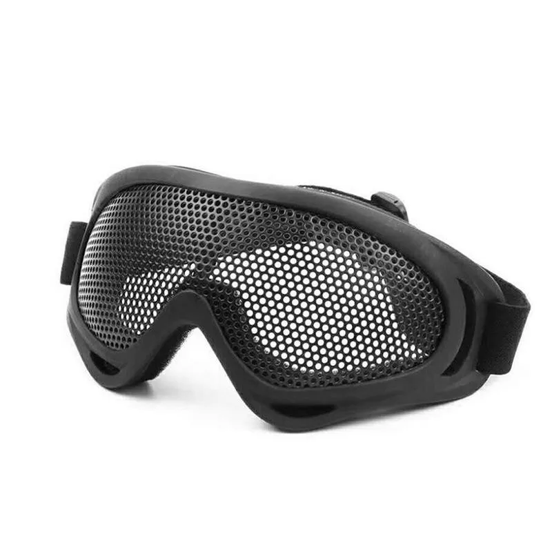 Outdoor Eye Protective Comfortable Airsoft Safety Tactical Eye Protection Metal Mesh Glasses Goggle Black