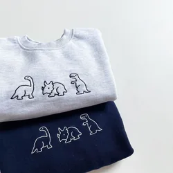 2024 New Toddler Baby Boy Sweatshirt Cute Dinosaur Embroidery Infant Girls Hoodies Long Sleeve Cotton Tops Kids Casual Clothes