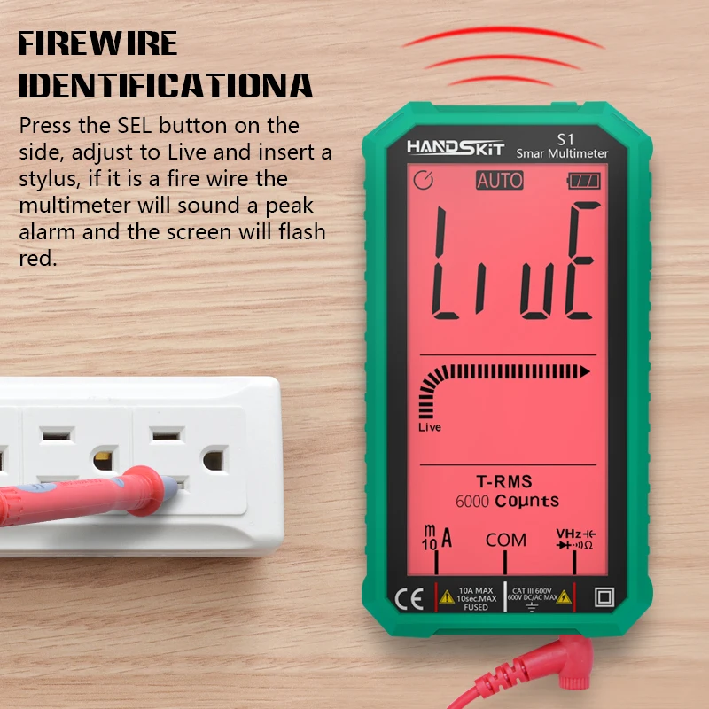 Digital Multimeter Portable Transistor Testers 6000 Counts True RMS Auto Electrical Capacitance Meter Temp Resistance Test