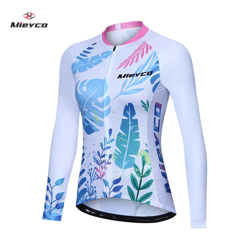 Women Autumn Pro Team White Long Sleeve Jersey race cycling jersey bicycle slim cycling clothes Italy mesh fabric sleeve