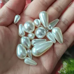 Wholesale Beige Bead Water Drop Imitation Pearl with hole Handmade needlework Seed Beads For DIY Earring Jewelry Making Supplies