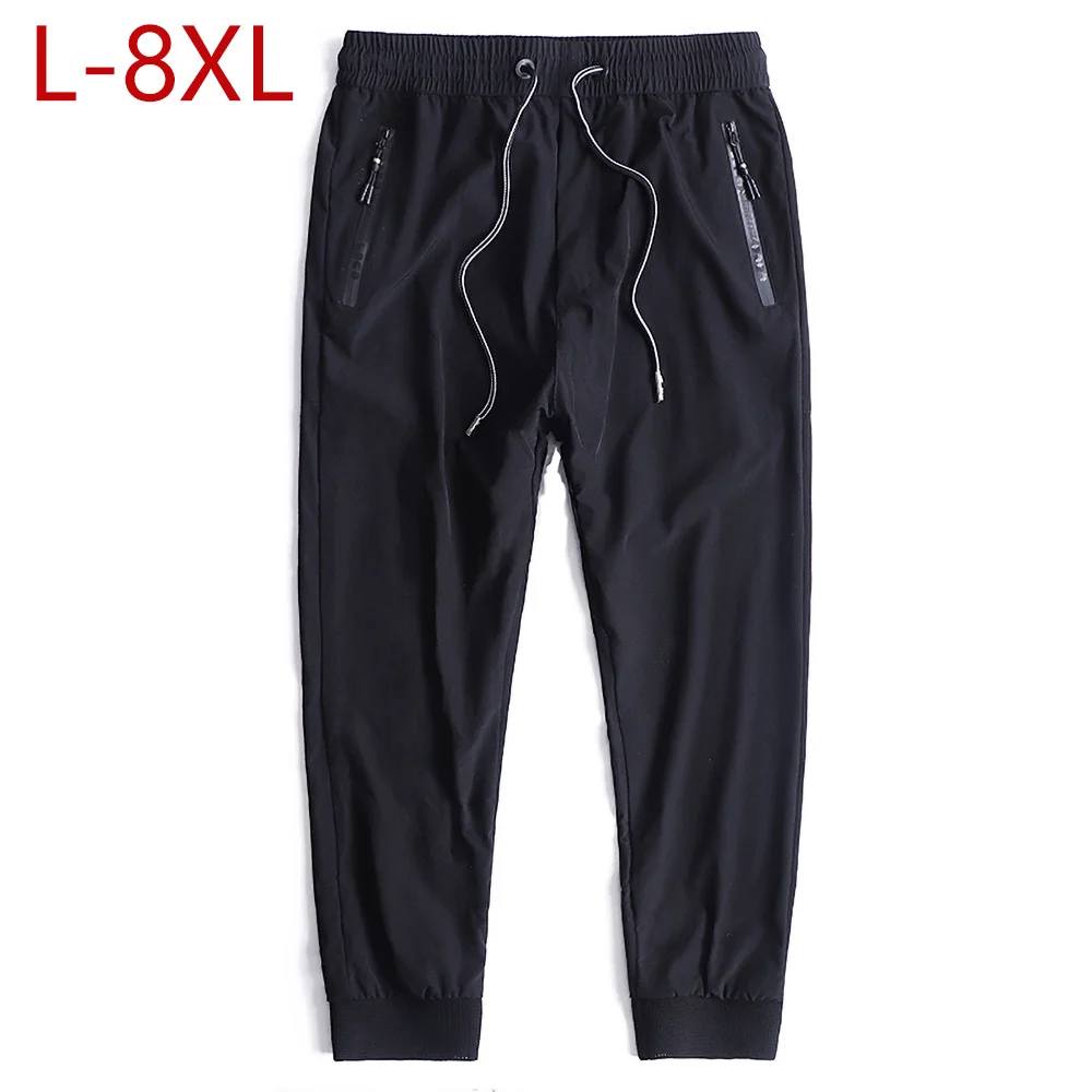 Plus Size 8XL Summer Quick Drying Joggers Men Pants Breathable Sweatpants Male Comfortable Sport Elastic Tracksuit Baggy Trouser