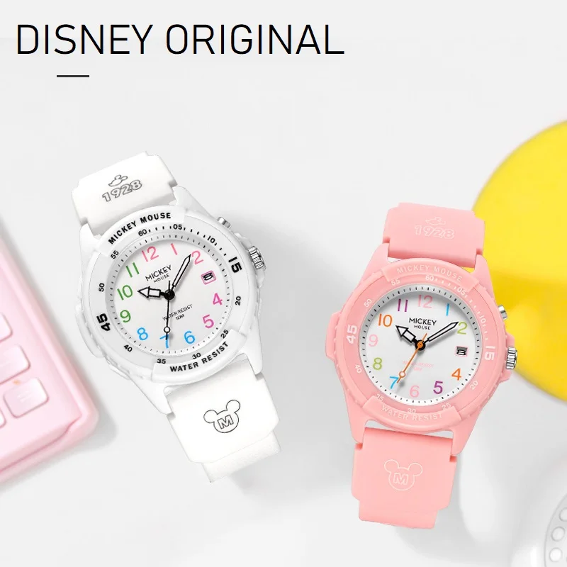 Disney-Montre-bracelet à quartz pour enfants, montre-bracelet étanche, souris de dessin animé, unisexe, garçon, fille, américains, étudiant, enfant, nouvelle horloge, date