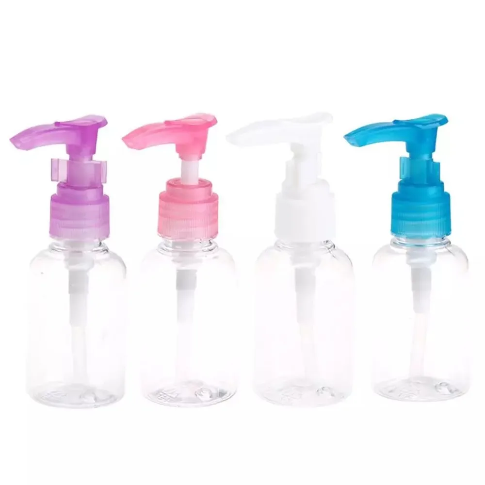 50ml PET Transparent Bottle With PP Screw Cap Clear Plastic Pressed Pump Refillable Bottles For Lotion Shampoo Empty Protable