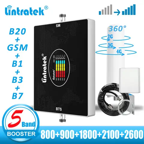 Lintratek Cellular amplifier 800 900 1800 2100 LTE 2600 2G 3G 4G 5G Cellular signal amplifier 4g mobile phone signal amplifier