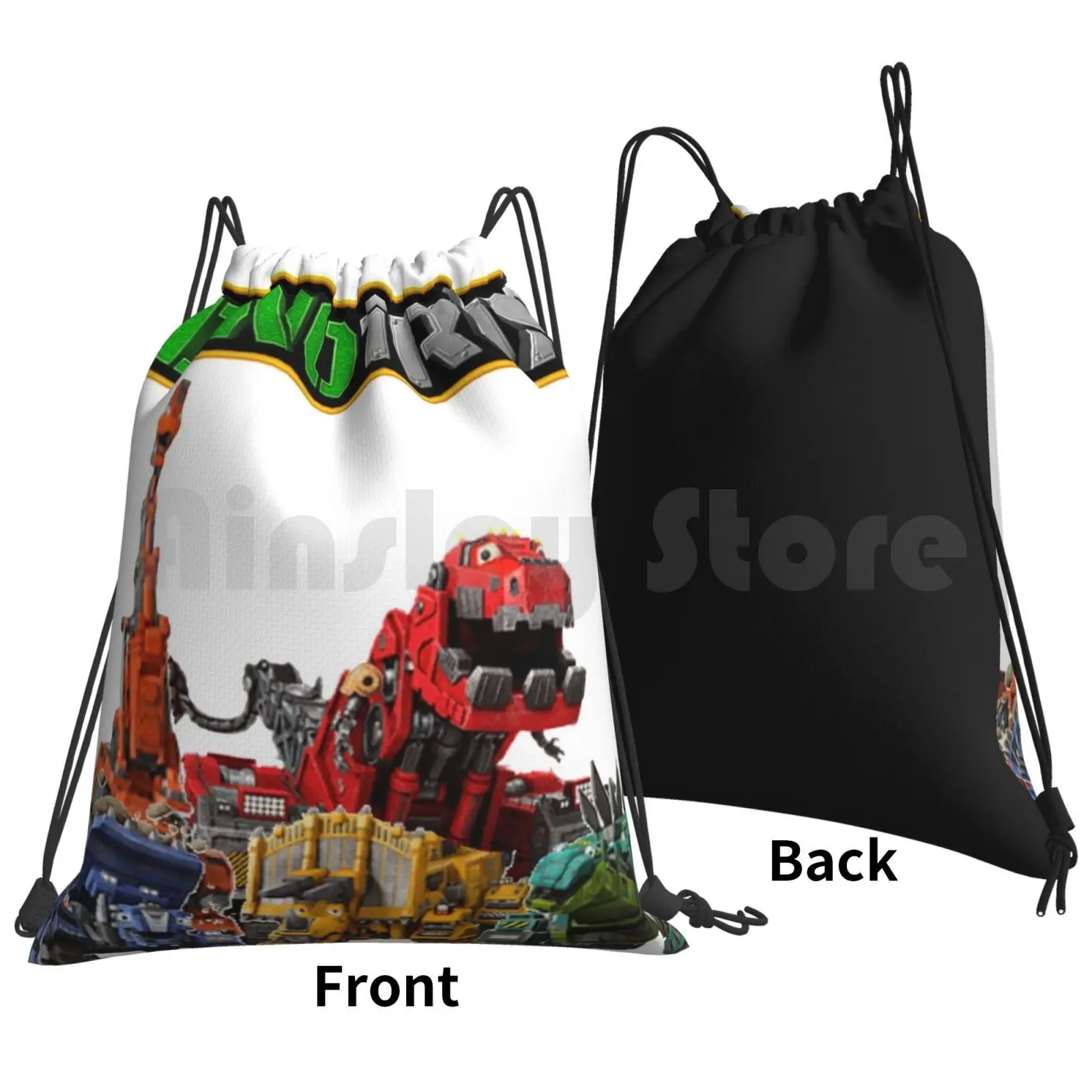 Dinotrux Cartoon Kids Show Backpack Drawstring Bags Gym Bag Waterproof Dino Trux Dinotrux Cool Dinotrux Kids Dinotrux