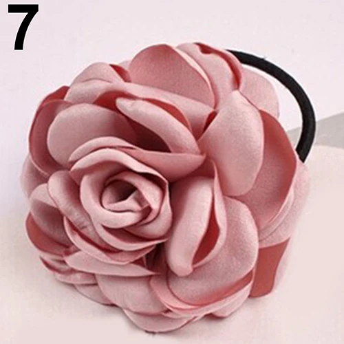 Hair Band Rope Camellia Flower Ponytail Holder Scrunchie Hairband Accessory