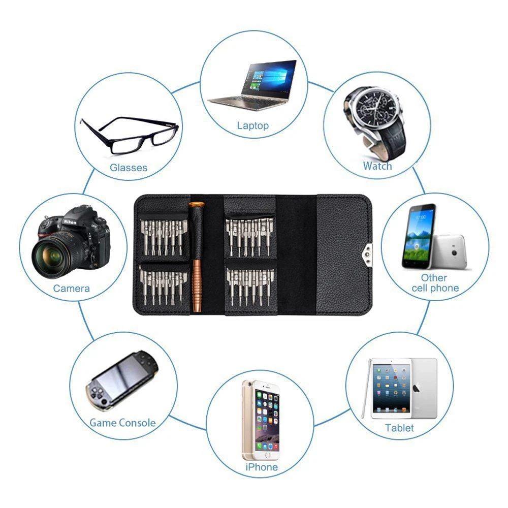 Schwornilladores Torx 25 in 1 per la riparazione di teléfonos móviles, Kit di herramientas manuales multiherramienta para