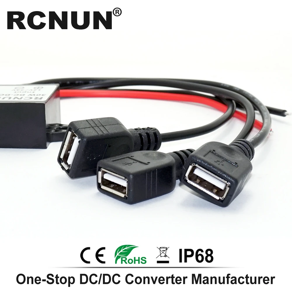 DC DC Converter 12V 24V to 5V 6A 30W Car Power Converters Triple USB Output Power Adapter