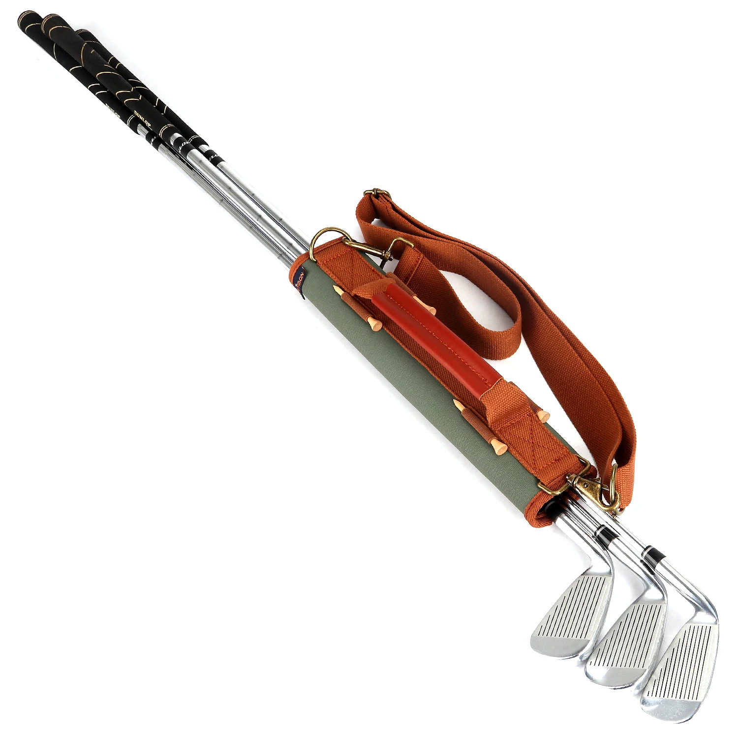 Tourbon Vintage Golf Club Carrier Holder Canvas & Leather Golf Bag Padded Protection Clubs Driving Range Storage Sleeves Bag