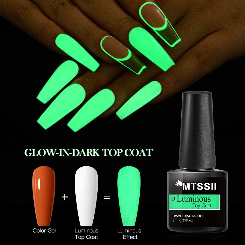 Mtssii 6ml Luminous Gel Nail Polish Top Coat Eggshell Matte Top Coat For Any Color Gel As Base Functional Gel Glow In The Dark