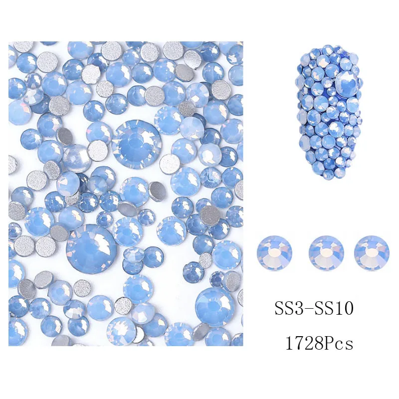 350Pcs Mix opale Crystal Nail Art strass 3d Charm Glass Flatback Non Hotfix decorazioni adesive per gioielli per unghie fai da te