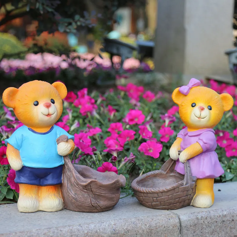 

Cartoon Simulation Animal Cute Resin Bear Succulent Flower Pot Garden Courtyard Outdoor Decoration Kindergarten Landscape Crafts