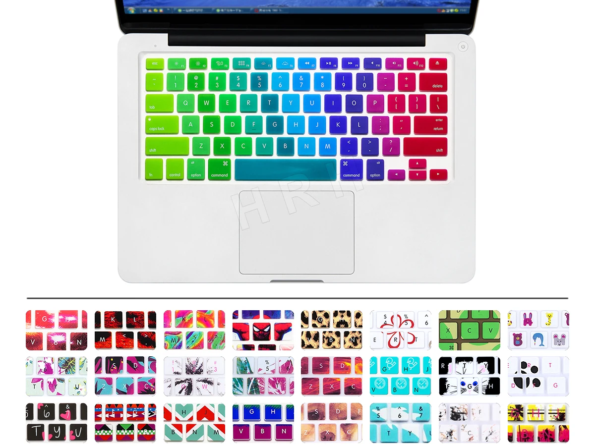 HRH For macbook air 13 keyboard cover Rainbow Keypad Skin Protective Film For Macbook Pro 13 15 17 Air 13 Retina 13 USA Version