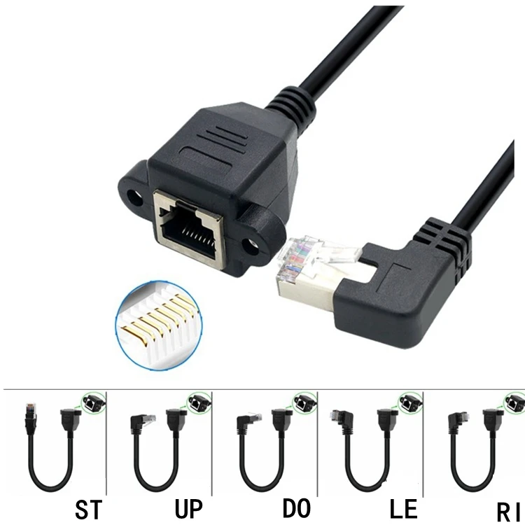 Network elbow extension cable RJ45 male to female cat6e category 6 gigabit network cable plus extension cable ear network elbow