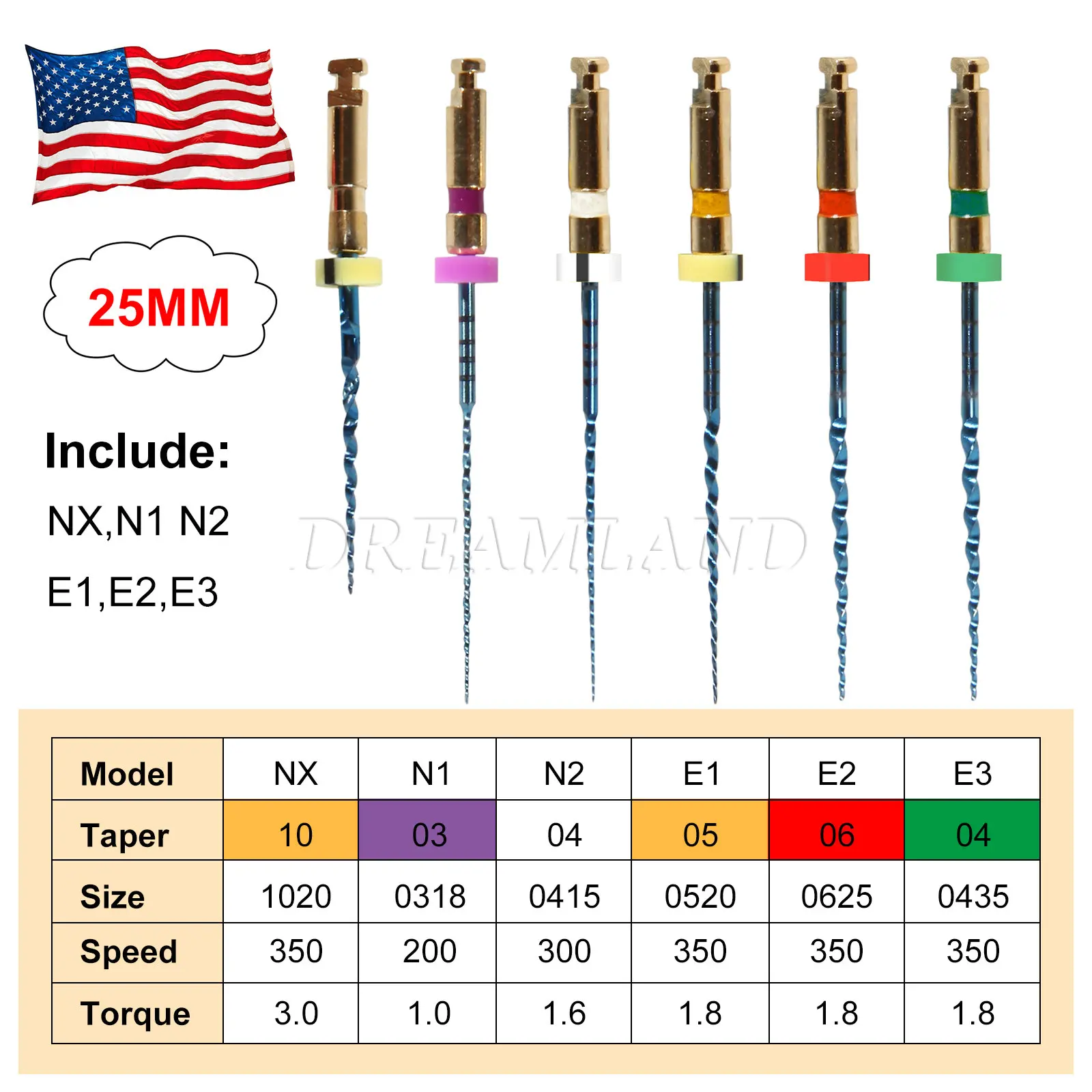 6PCS Mixed Dental Root Canal NiTi Files Endodontic Endo Motor 25MM SANDENT