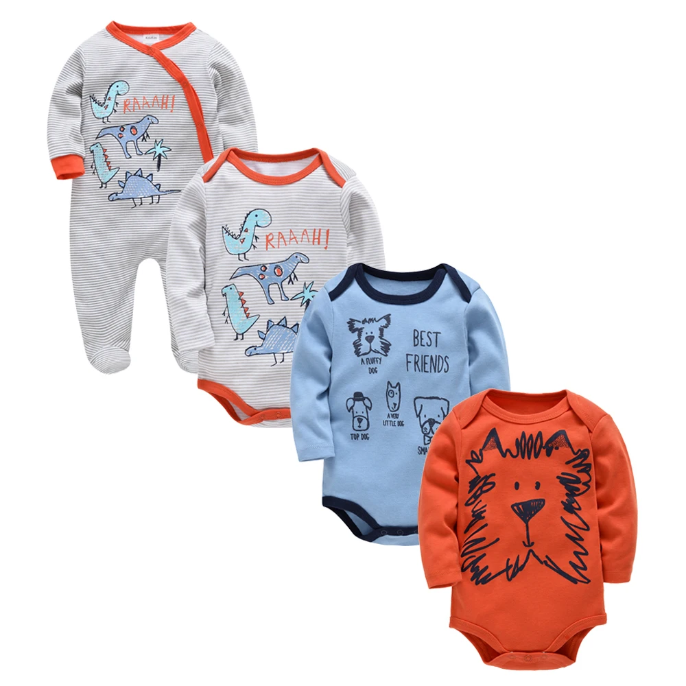 

4pcs/set Baby Boy Romper Set Clothing Cotton Full Sleeve Body bebe set Baby Jumpsuit