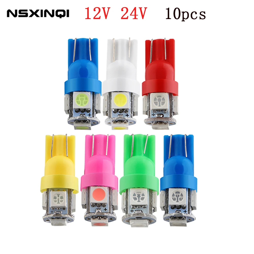 

10pcs Truck 24V LED T10 194 168 W5W 5SMD 5050 LED Wedge Light Bulb Car Lamps Auto Side Marker Clearance light