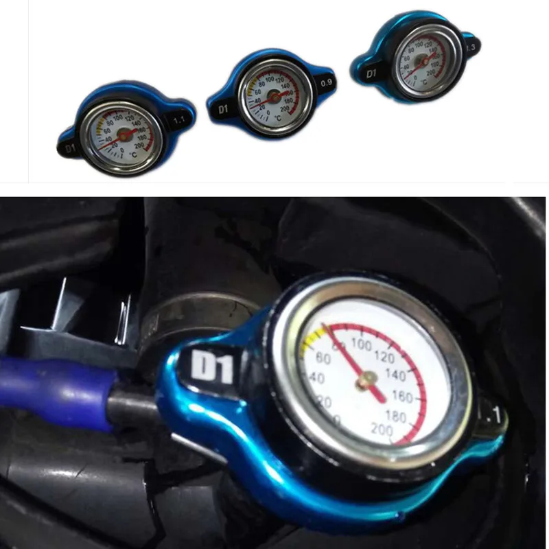 Car Motorcycle Styling SPSLD Thermo Radiator Cap Tank Cover Water Temperature Gauge with Utility Safe 0.9 Bar/ 1.1 Bar/1.3 Bar